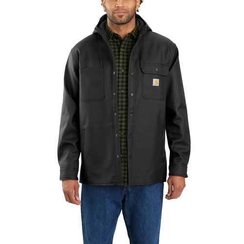 Carhartt Rain Defender® Relaxed Fit Heavyweight Hooded Shirt Jac (Black Heather)