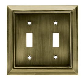 Toggle Wall Plate, 2-Gang, Architectural, Antique Brass Zinc