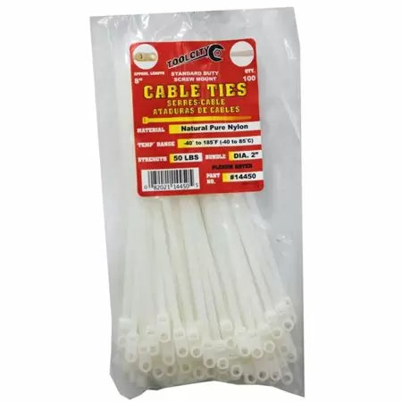 Tool City 8 in. L White Cable Tie 50 # 100 Pack (8