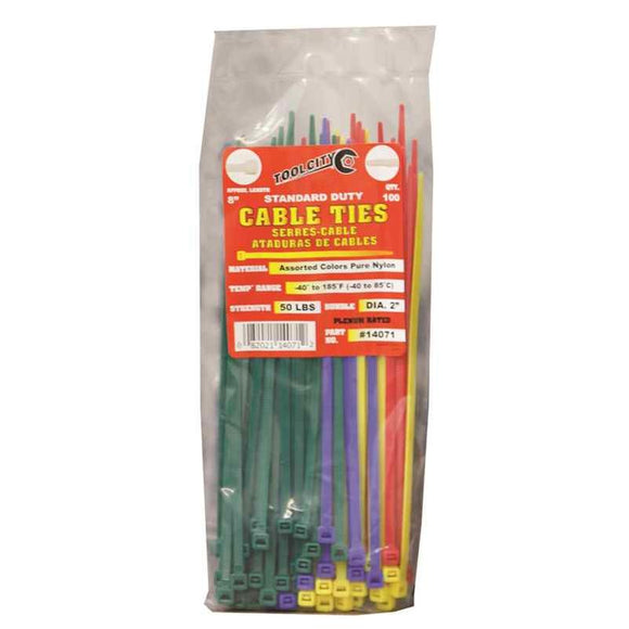 Tool City 8 in. L Assorted Cable Tie 100 Pack (8
