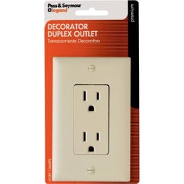 Ivory 2-Pole 3-Wire Grounding  Decorator Duplex Receptacle