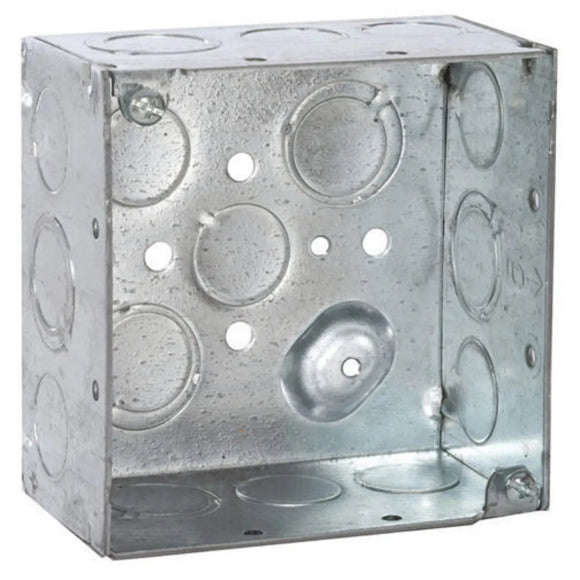 Hubbell Raco Square Box Welded Deep KO's & Six TKO's Raised Ground (4 in., Gray)