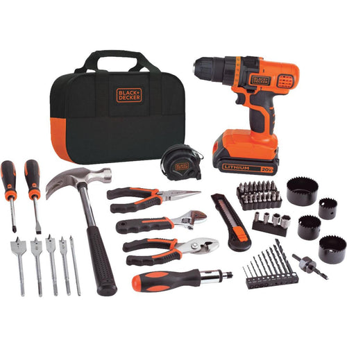 Black & Decker 20 Volt MAX Lithium-Ion 3/8 In. Cordless Drill Project Kit (68-Piece)