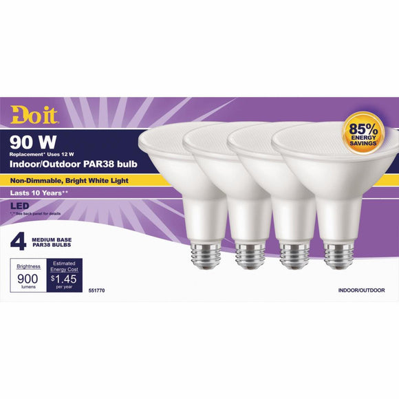 Do it 90W Equivalent Bright White PAR38 Medium LED Floodlight Light Bulb (4-Pack)