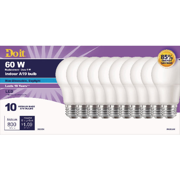 Do it 60W Equivalent Daylight A19 Medium LED Light Bulb (10-Pack)