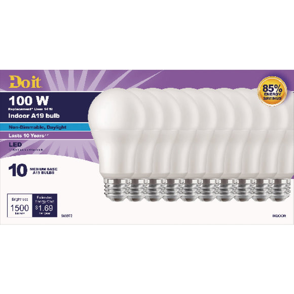 Do it 100W Equivalent Daylight A19 Medium LED Light Bulb (10-Pack)