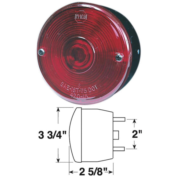 Peterson Round (with License Stud-Mount) 12 V. Red Stop & Tail Light