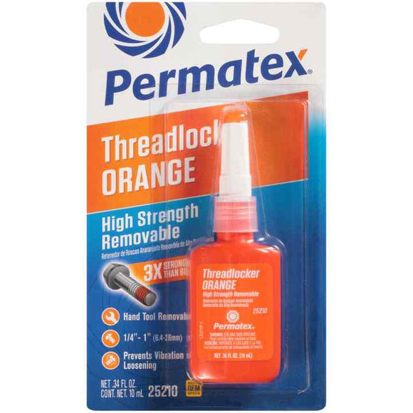 Permatex® High Strength Removable Threadlocker Orange, 10 Ml (10 Ml, Orange)