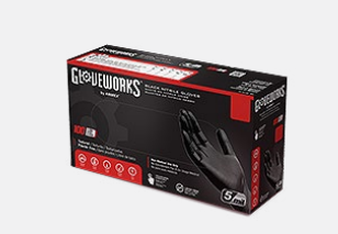 Ammex Gloveworks® Black Nitrile Industrial Gloves Latex Free (Large 100/Box, Black)