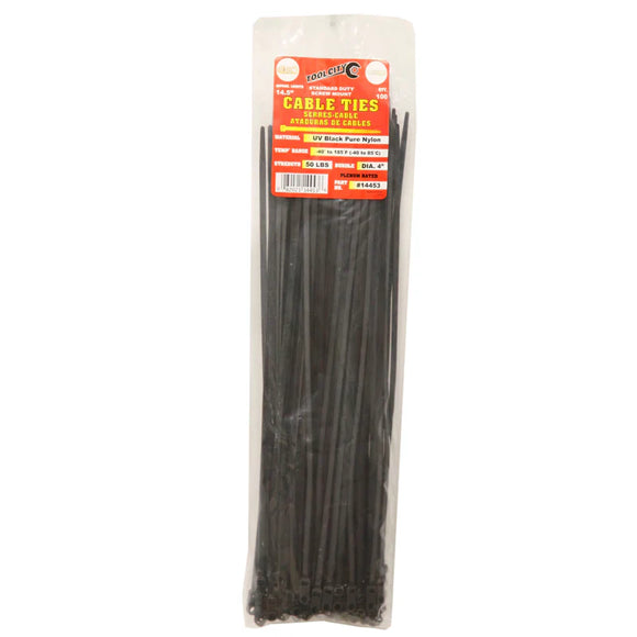 Tool City 14.5 In. L Black Cable Tie 50LB SD SCREW MOUNT 100 Pack (14.5