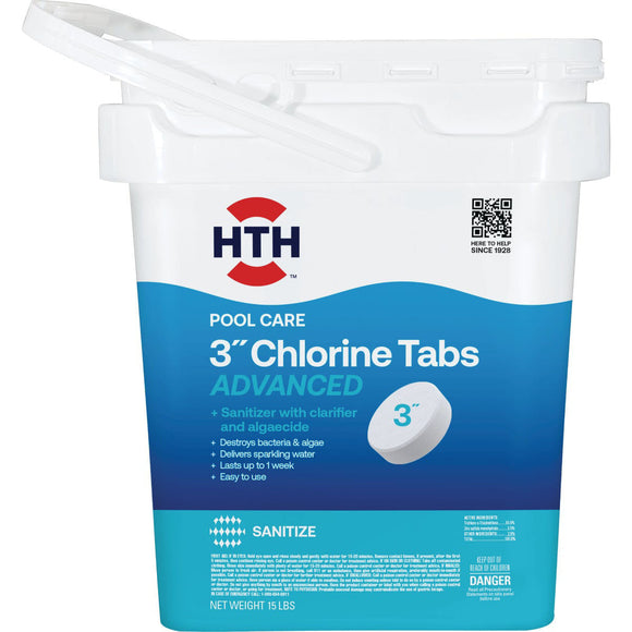 HTH Pool Care 3 In. 15 Lb. Chlorine Tabs Advanced (15 LB)