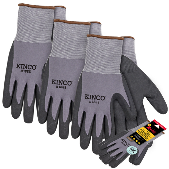 Kinco Gray Nylon-Spandex Knit Shell & Coolcoat™ Micro-Foam Nitrile Palm Medium Gray (Medium, Gray)