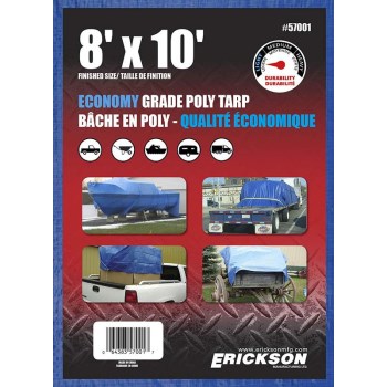 Erickson Mfg 57001 Poly Tarp, Blue ~ 8' x 10'