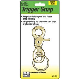 Trigger Snap With Split Key Ring, Heavy-Duty, Solid Brass