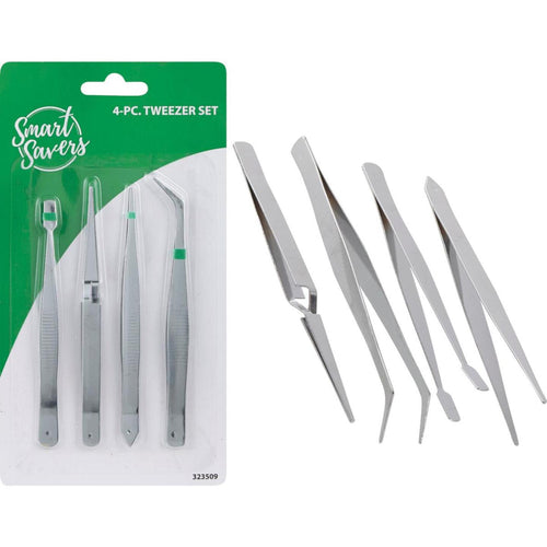Smart Savers Assorted Style Tweezer Set (4-Piece)