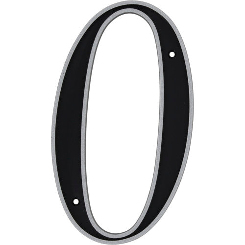 Hillman Black & Silver Reflective Plastic House Number 0