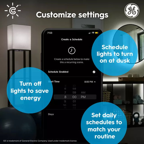 GE Lighting GE Cync A19 Smart LED Light Bulbs, Soft White WiFi Lights, Works with Alexa and Google Home
