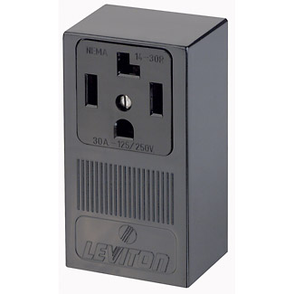 Leviton 30A Surface Mount Black 14-30R 4-Wire Dryer Power Outlet
