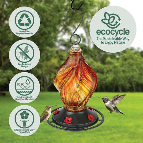 Nature's Way Bird Products EcoCycle™ Sunburst Sipper Handblown Recycled Glass Hummingbird Feeder