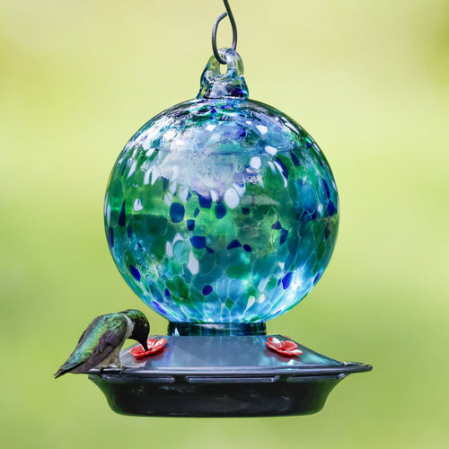 Nature's Way EcoCycle™ Garden Globe Handblown Recycled Glass Hummingbird Feeder