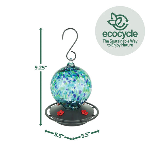 Nature's Way EcoCycle™ Garden Globe Handblown Recycled Glass Hummingbird Feeder