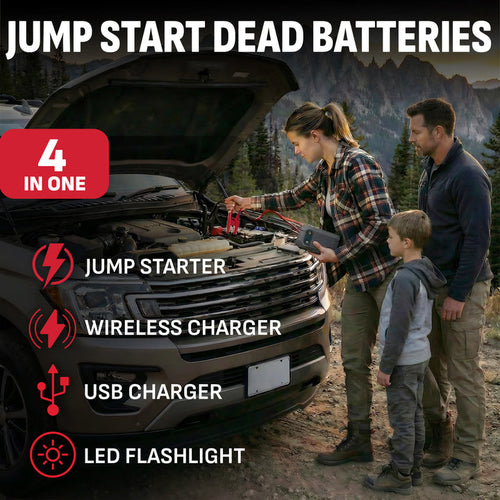 Schumacher Electric 1500A Lithium Car Battery Jump Starter and Portable Power Pack/Jump Box, 4-in-1 Solution, 10W Wireless & USB Charging, For 12V Automotive and Marine Batteries, SL1674