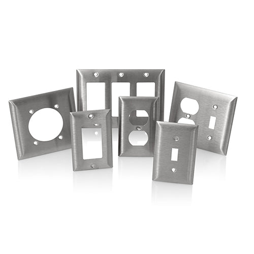 Leviton 1-Gang Blank Wallplate, Standard Size, Magnetic Stainless Steel, C-Series