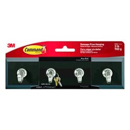 Key Rail With Hooks, Adhesive, Slate Color, 8 x 2-1/8 x 1-1/2-In.