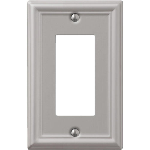 Amerelle Chelsea 1-Gang Stamped Steel Rocker Decorator Wall Plate, Brushed Nickel