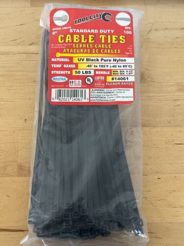 Tool City 8 In. L Black Cable Tie 100 Pack (8, White)
