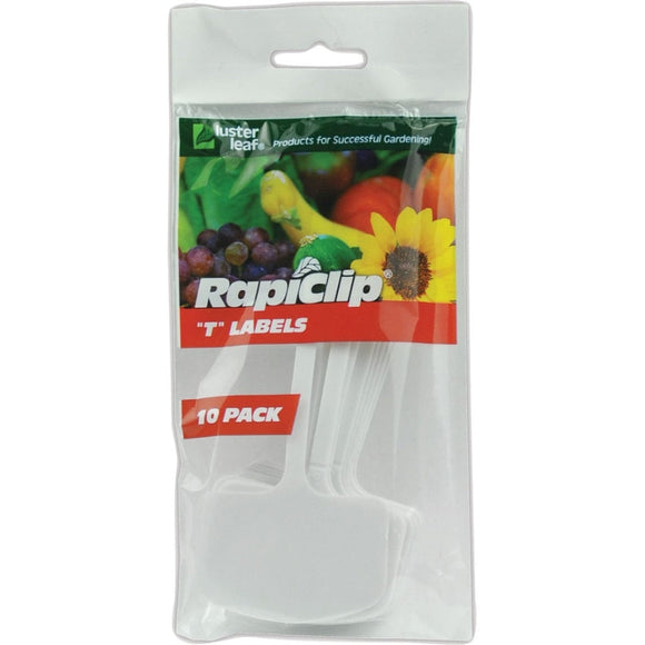 LUSTER LEAF RAPICLIP PLASTIC T LABELS (6.25 IN-10 PK, WHITE)