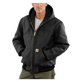 Duck Active Quilted Jacket With Hood, Flannel-Lined, Black, Large