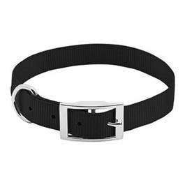 Dog Collar, Adjustable, Black Nylon, 1 x 19 to 22-In.