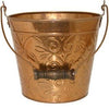 Planter With Handle, Copper Floral Metal, 12-In.