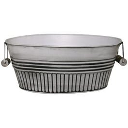 Metal Basin Planter, Rustic White, 14-In.