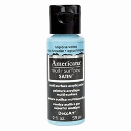 Americana Multi Surface Craft Paint, Satin, Turquiose Waters, 2-oz.