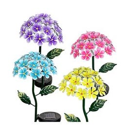 LED Solar Hydrangea Garden Stake Light, Metal, Assorted Colors, 2-In.