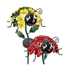 LED Solar Garden Stake Light, Bumble Bee & Ladybug, Acrylic & Metal