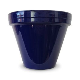 Flower Pot, Cobalt Ceramic, 4.5 x 3.75-In.