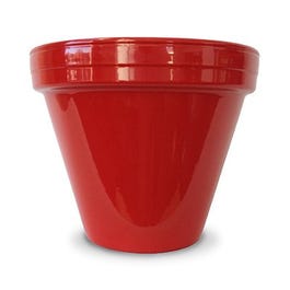 Flower Pot, Red Ceramic, 6.5 x 5.5-In.