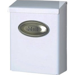 Designer Series Wall Mailbox With Lock, White Galvanized Steel,  12.5 x 9.5 x 4-In.