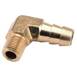 Pipe Fitting, Barb Insert Elbow, 90-Degree, Lead-Free Brass, 1/4 Hose x 1/4-In. MPT