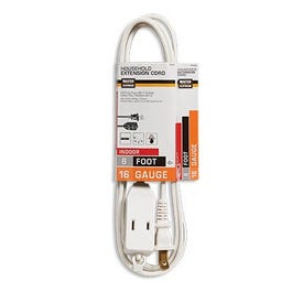 Extension Cord, 16/2 SPT-2, White, Polarized Cube Tap, 6-Ft.