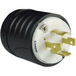 Locking Plug, Black & White, 3-Pole, 4-Wire Grounding, NEMA L6-30p, 20-Amp., 125/250-Volt