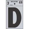 Address Letters, D, Reflective Black/Silver Vinyl, Adhesive, 3-In.