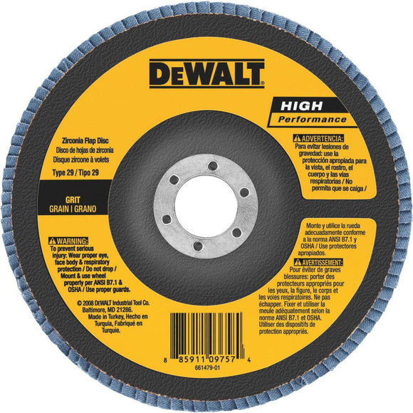 DeWalt 6 In. x 5/8 In.-11 60-Grit Type 29 High Performance Zirconia Angle Grinder Flap Disc