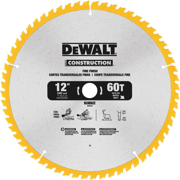 DeWalt Construction 12 In. 60-Tooth Fine Finish Circular Saw Blade