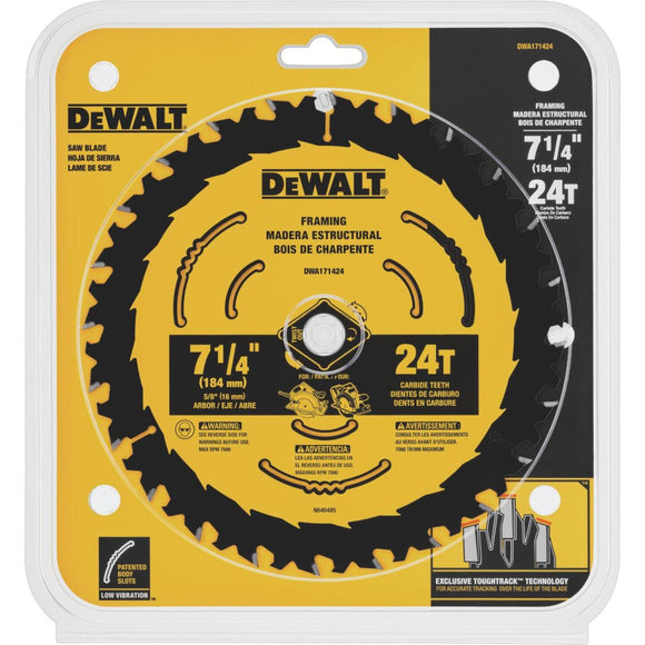 DeWalt ToughTrack 7-1/4 In. 24-Tooth Framing Circular Saw Blade