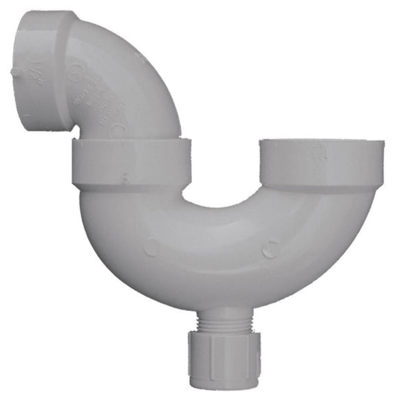 Charlotte Pipe 1-1/2 In. White PVC P-Trap with Cleanout