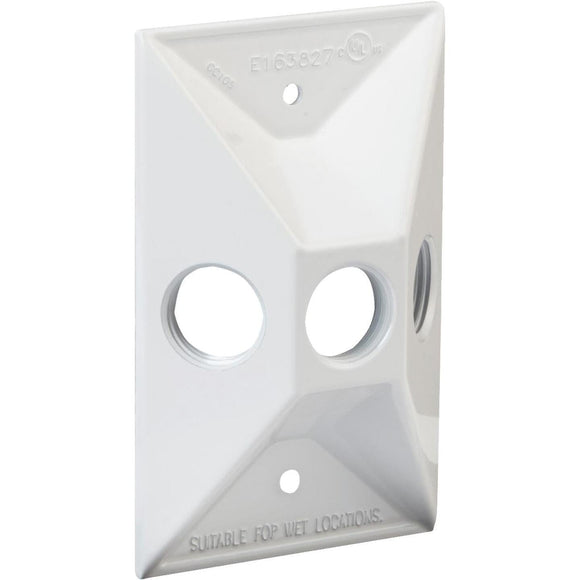 Bell 3-Outlet Rectangular Zinc White Cluster Weatherproof Electrical Outdoor Box Cover, Shrink Wrapped